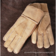 Durable and warmth double face leather gloves/mitten